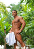 Rico nude solo posing poolside